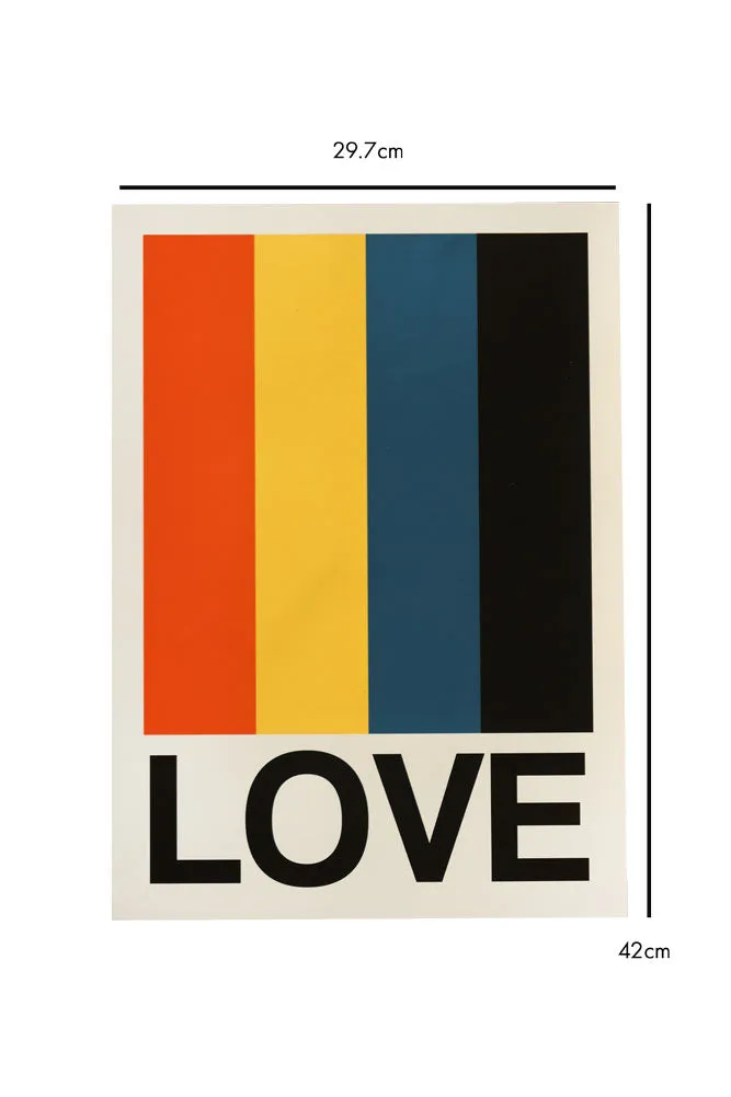 Retro Stripe LOVE Sundaze By Frances Collett A2 Art Print With Black Wooden Frame