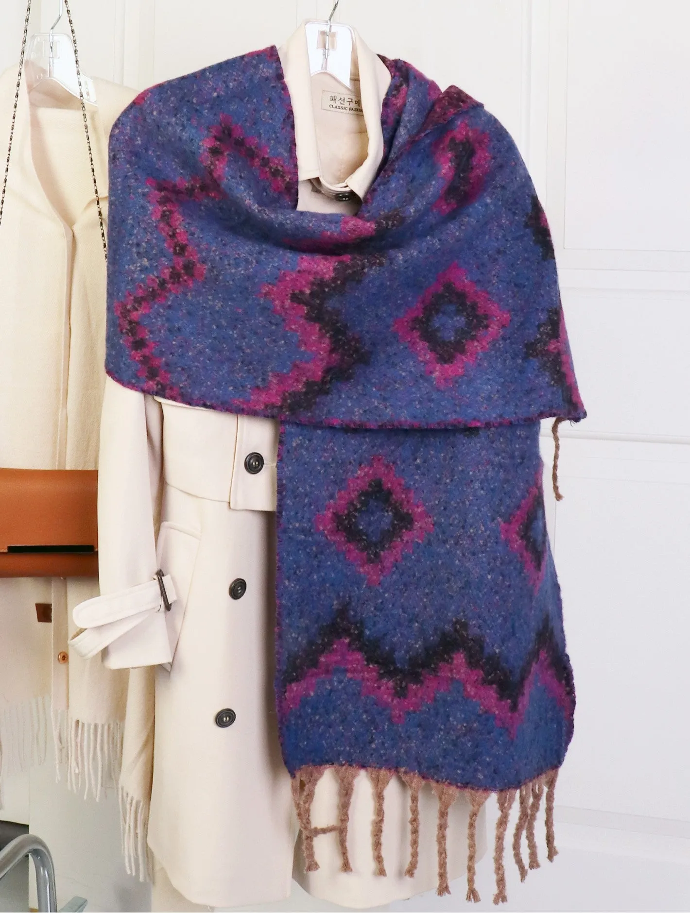 Reversible Blanket Scarf-Purple