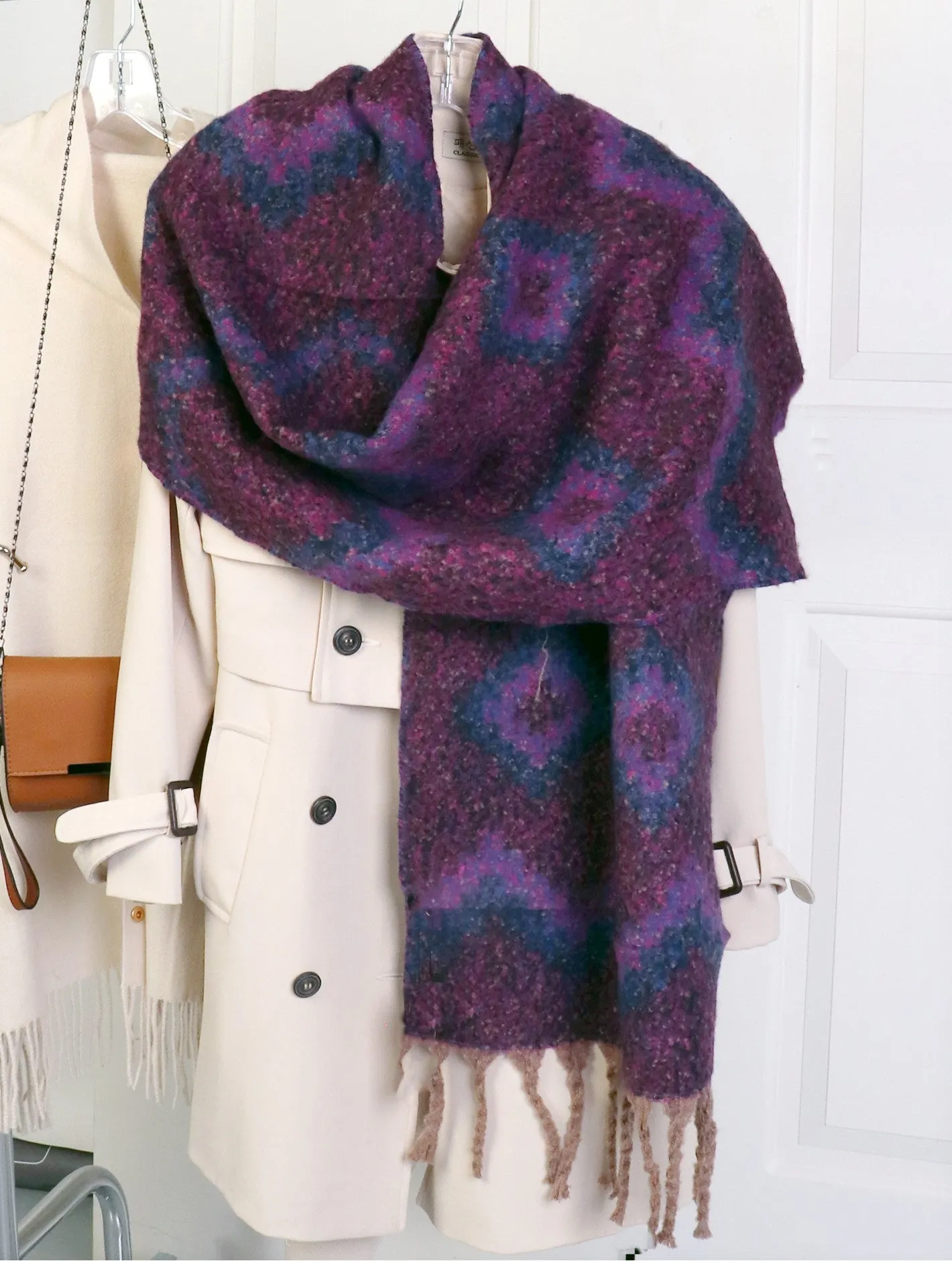 Reversible Blanket Scarf-Purple