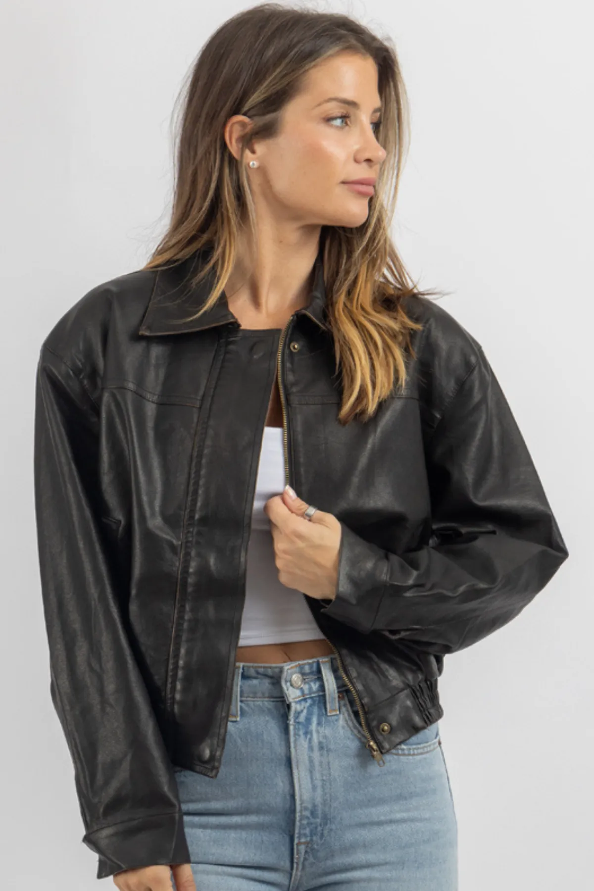 RILEY CHOCOLATE LEATHER JACKET