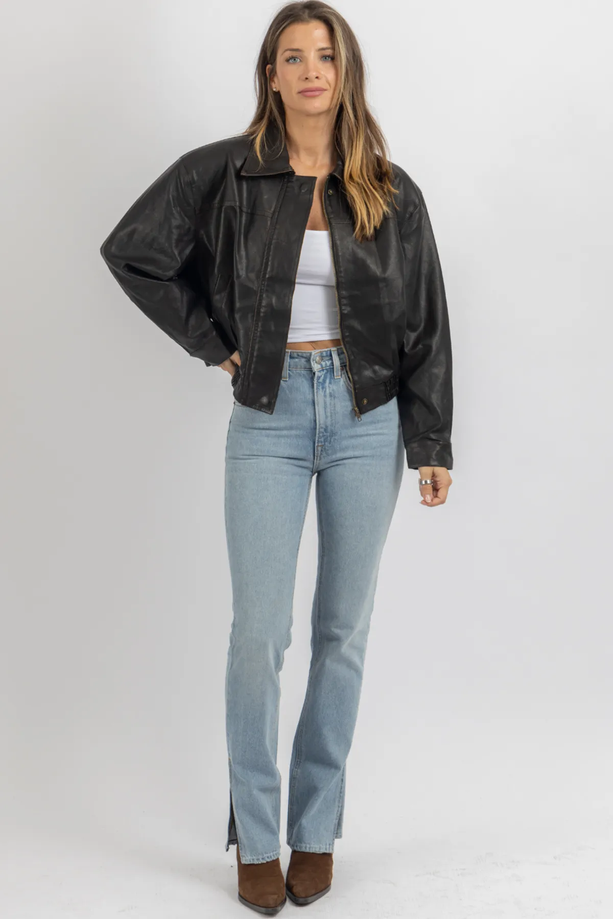 RILEY CHOCOLATE LEATHER JACKET