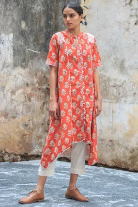Sadhna 'phutri' Maroon high low kurta