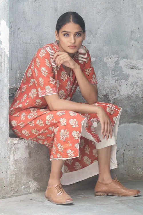Sadhna 'phutri' Maroon high low kurta
