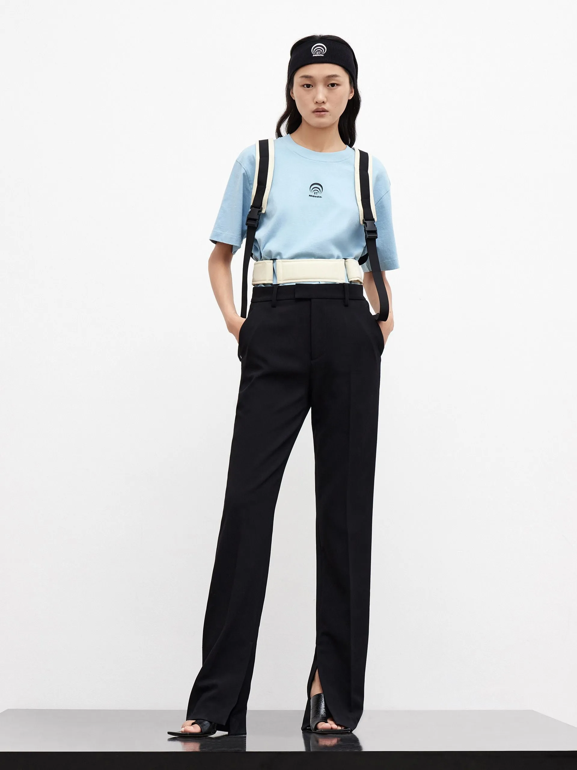 Side Slit Straight Suit Pants