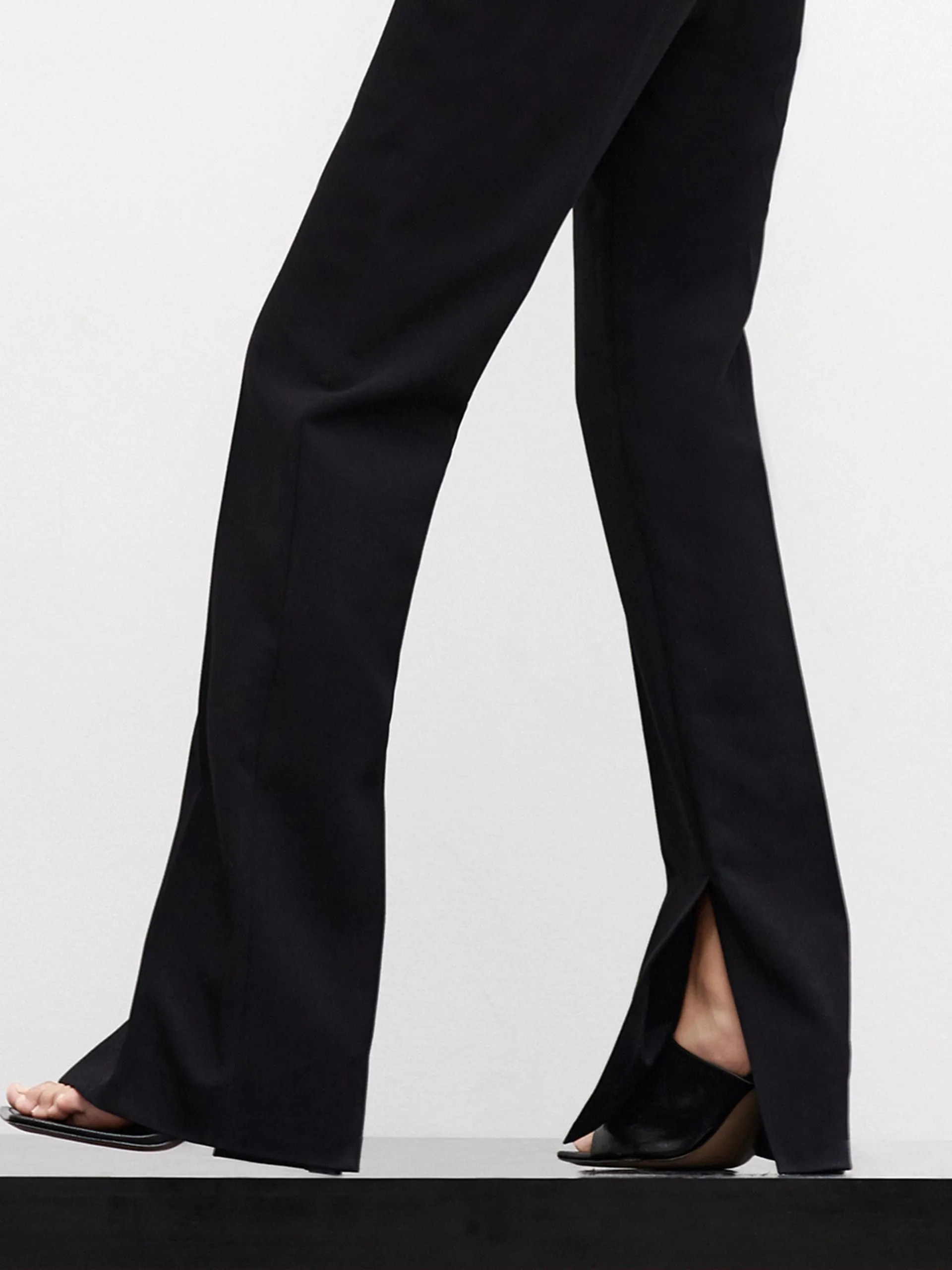 Side Slit Straight Suit Pants