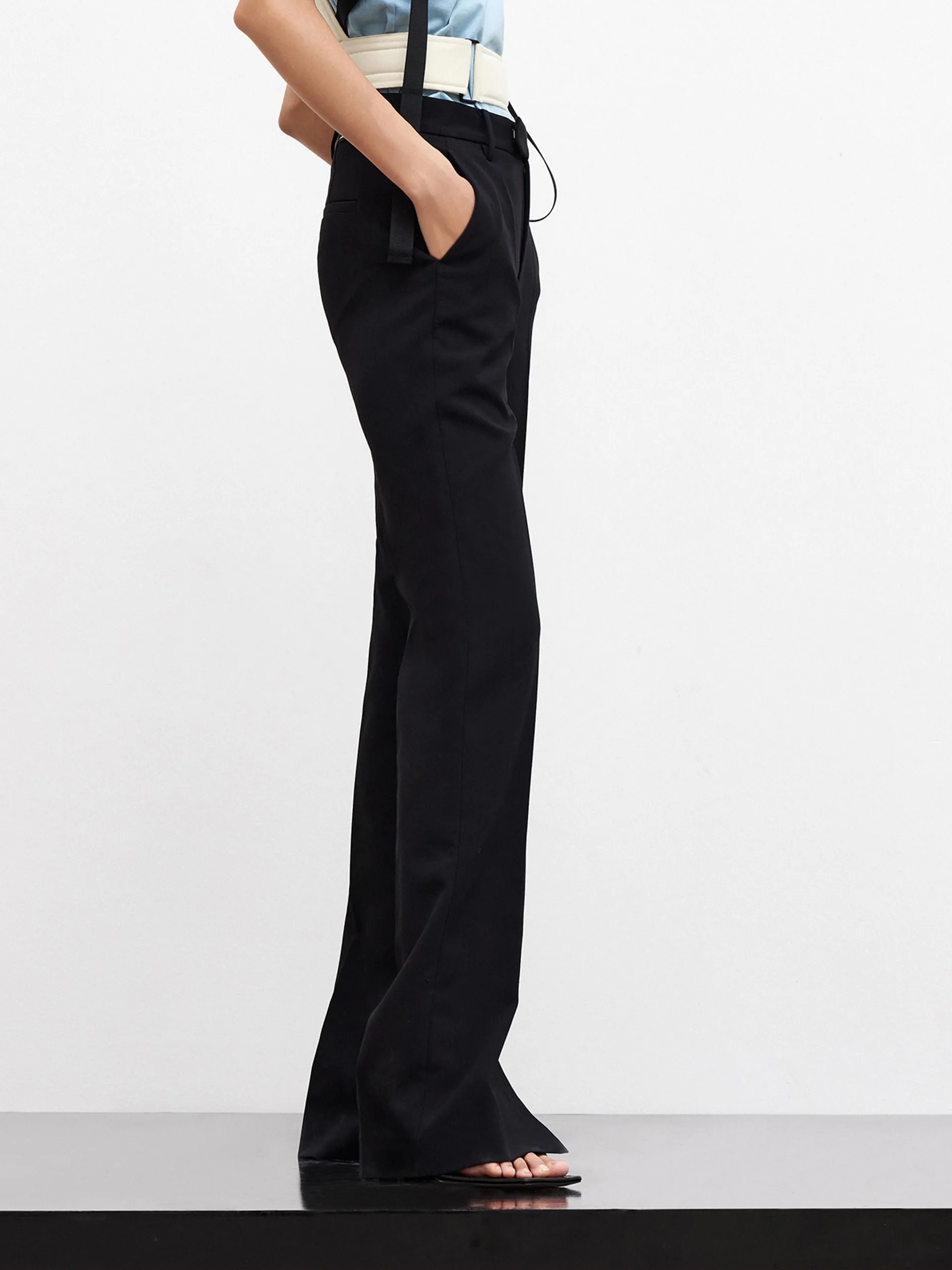 Side Slit Straight Suit Pants