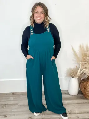 Solid Wide Leg Jumpsuit - Hunter Green