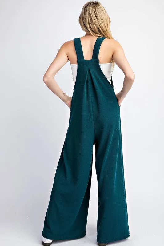 Solid Wide Leg Jumpsuit - Hunter Green