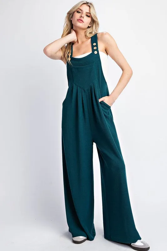 Solid Wide Leg Jumpsuit - Hunter Green