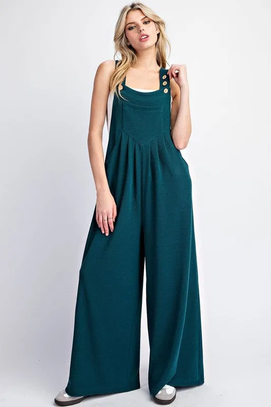 Solid Wide Leg Jumpsuit - Hunter Green
