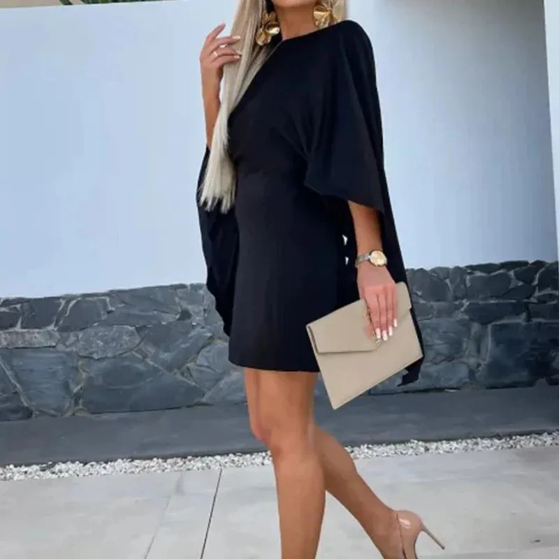 Split Sleeve Waist Evening Temperament Silk Satin Sexy Hollow Backless Solid Party Elegant Elegant Dress