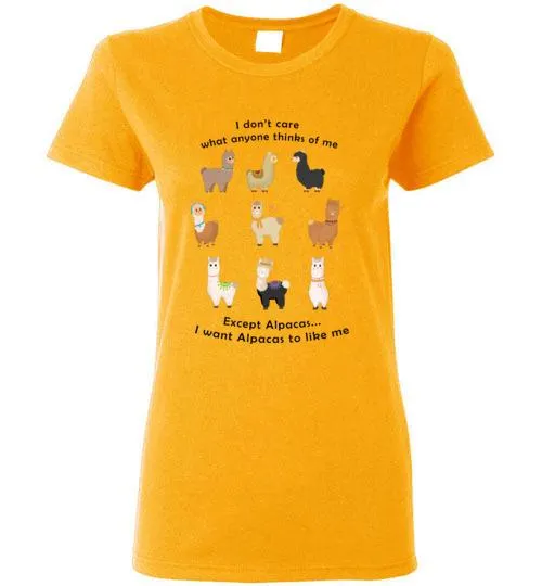 t-shirt: I Want Alpacas to Like Me Gildan Ladies Short-Sleeve