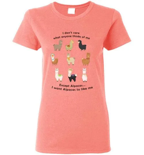 t-shirt: I Want Alpacas to Like Me Gildan Ladies Short-Sleeve