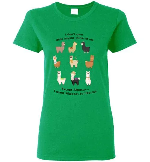t-shirt: I Want Alpacas to Like Me Gildan Ladies Short-Sleeve