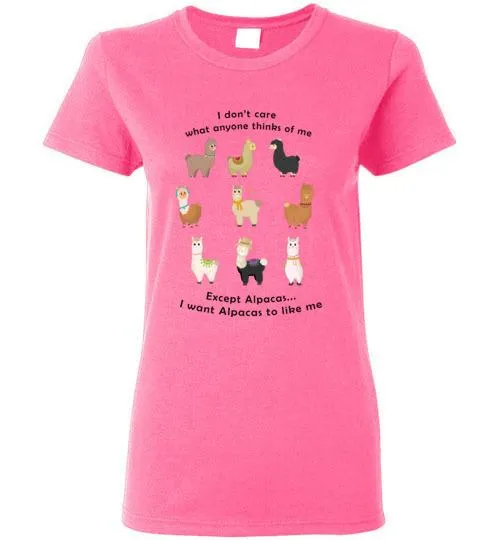 t-shirt: I Want Alpacas to Like Me Gildan Ladies Short-Sleeve