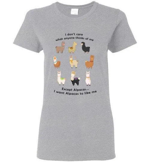 t-shirt: I Want Alpacas to Like Me Gildan Ladies Short-Sleeve