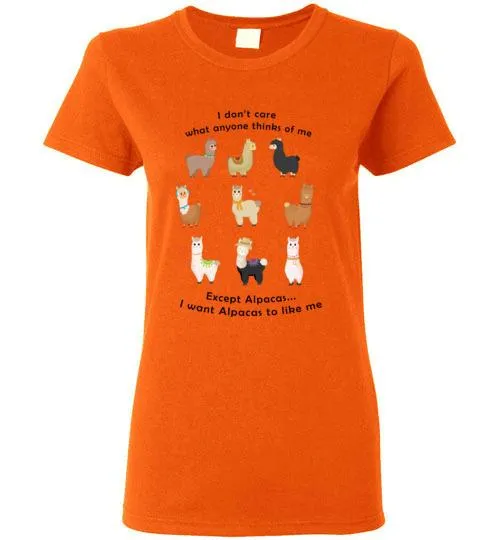 t-shirt: I Want Alpacas to Like Me Gildan Ladies Short-Sleeve