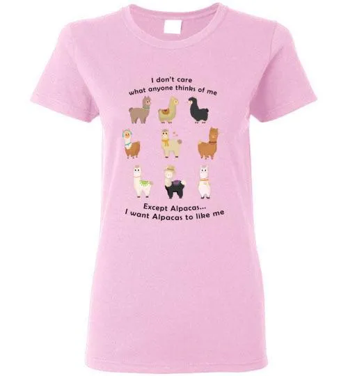 t-shirt: I Want Alpacas to Like Me Gildan Ladies Short-Sleeve