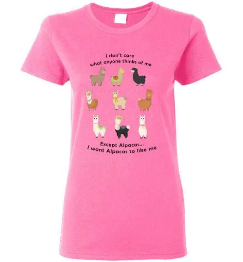 t-shirt: I Want Alpacas to Like Me Gildan Ladies Short-Sleeve
