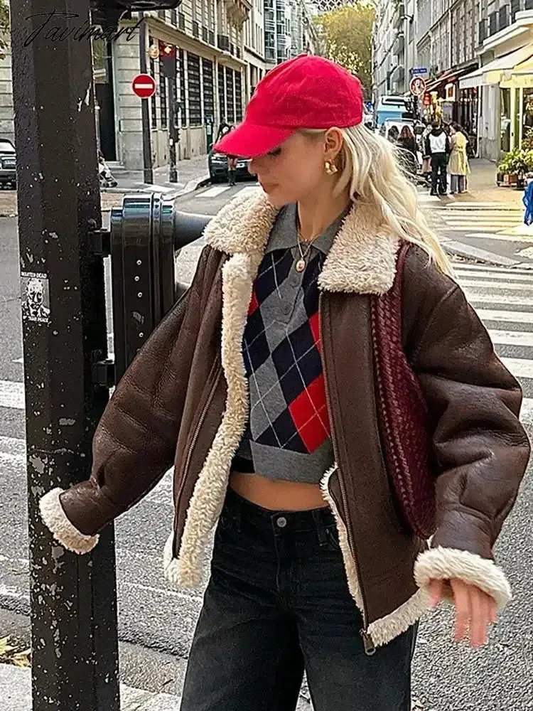 TAVIMART Elegant Grid Contrast Knitted Sweater For Women Fashion Lapel Full Sleeve Short Pullover Chic Female Office Warm Lady Tops 224