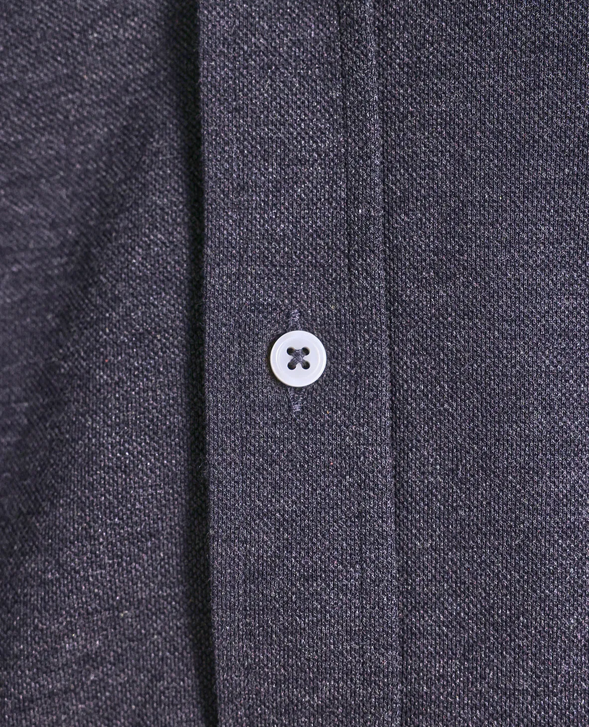 The Hayden - LS Melange Pique Knit Shirt - Grey Smoke