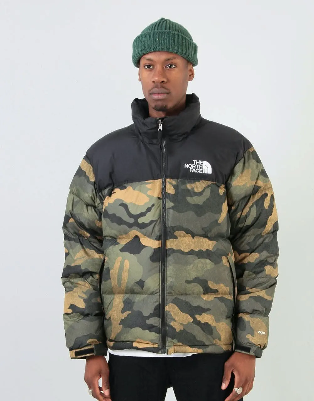 The North Face 1996 Retro Nuptse Jacket - Burnt Olive Green Waxed Camo