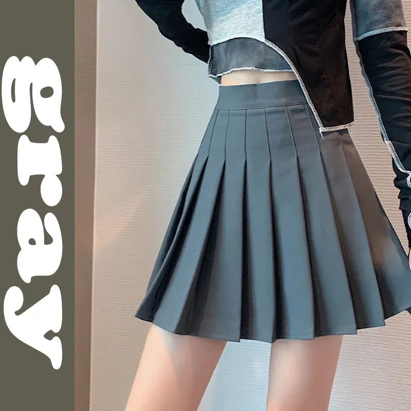 Toleet-High Waist Pleated Skirt Women 2023 Preppy Style Zipper A Line Mini Skirts Woman Solid Color Summer Short Skirts Female