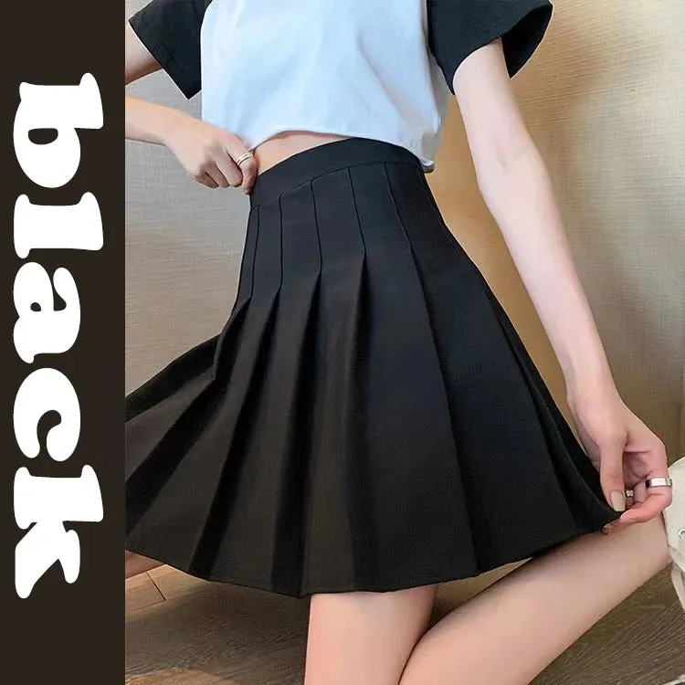 Toleet-High Waist Pleated Skirt Women 2023 Preppy Style Zipper A Line Mini Skirts Woman Solid Color Summer Short Skirts Female