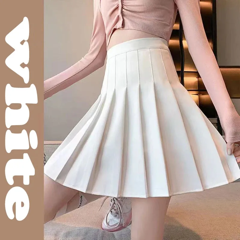 Toleet-High Waist Pleated Skirt Women 2023 Preppy Style Zipper A Line Mini Skirts Woman Solid Color Summer Short Skirts Female