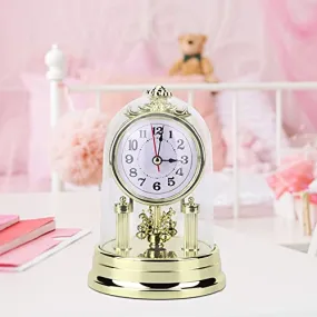 Vintage Table Clock European Retro Style Living Room Modern Clock nonque Silent Table Clock Home Decor for Bedroom, Office, Kitchen Countertop,Gift(Golden )(Golden)