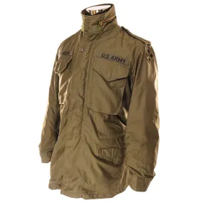 VINTAGE US ARMY M-1965 M65 FIELD JACKET 1972 VIETNAM WAR SIZE SMALL LONG PATCHED WITH LINER