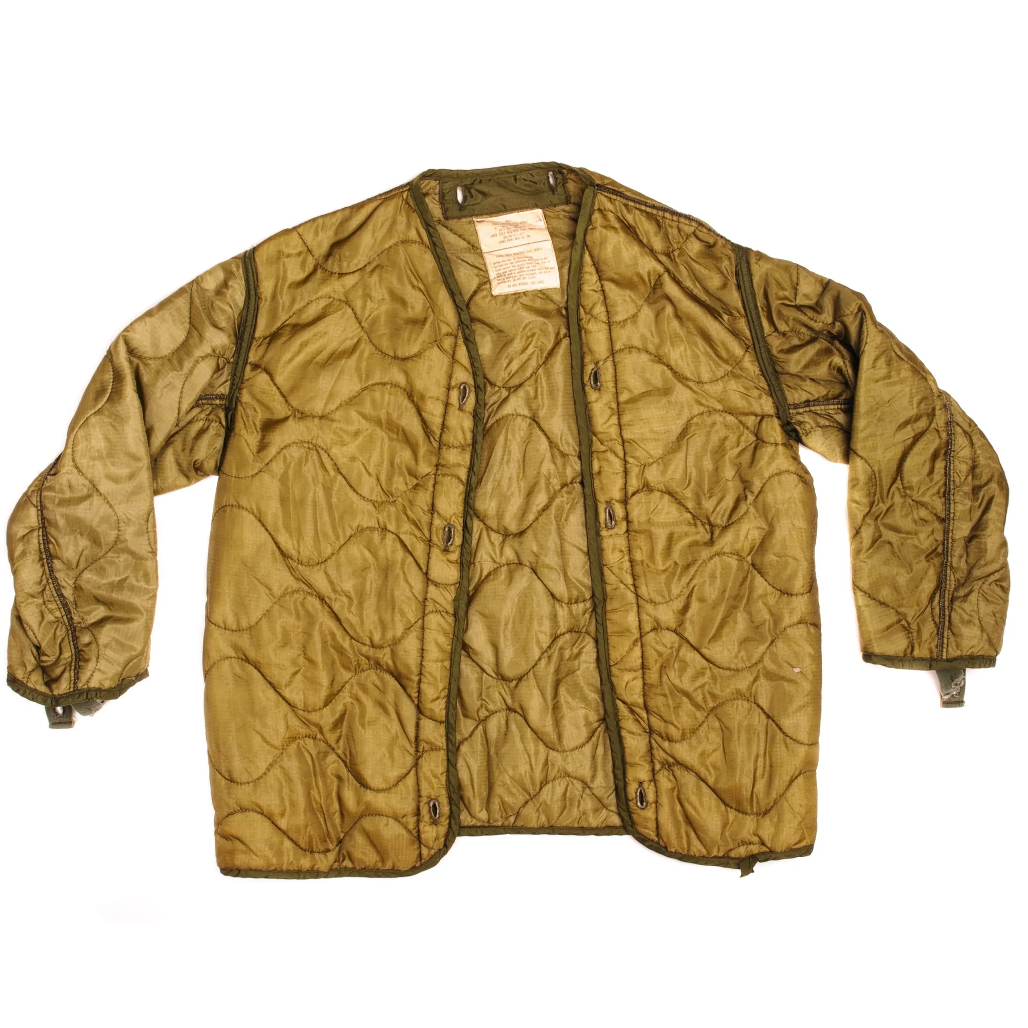 VINTAGE US ARMY M-1965 M65 FIELD JACKET 1972 VIETNAM WAR SIZE SMALL LONG PATCHED WITH LINER