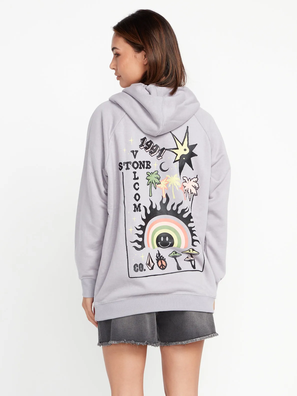Volcom Truly Stoked Boyfriend Pullover Hoodie - Moon Beam