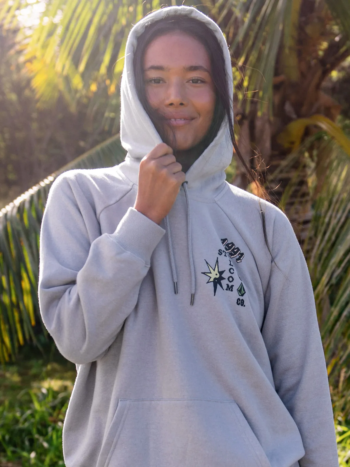 Volcom Truly Stoked Boyfriend Pullover Hoodie - Moon Beam
