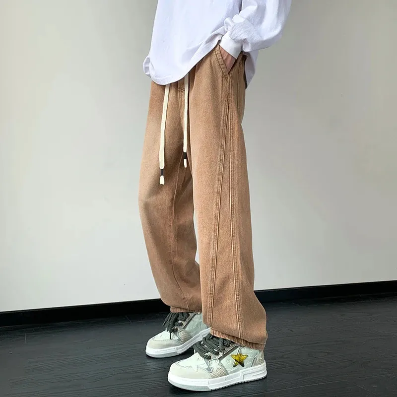 Wiaofellas  -  Men Jeans Wide Leg Denim Pants Loose Straight Men's Jeans Streetwear Skateboard Pants M-3XL Neutral  Hip Hop Casual Trousers