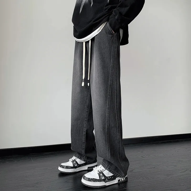 Wiaofellas  -  Men Jeans Wide Leg Denim Pants Loose Straight Men's Jeans Streetwear Skateboard Pants M-3XL Neutral  Hip Hop Casual Trousers