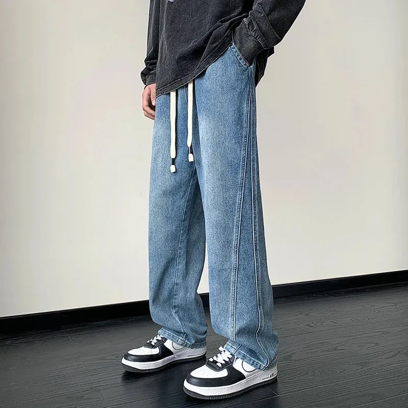 Wiaofellas  -  Men Jeans Wide Leg Denim Pants Loose Straight Men's Jeans Streetwear Skateboard Pants M-3XL Neutral  Hip Hop Casual Trousers