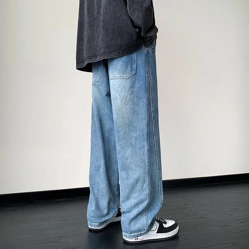 Wiaofellas  -  Men Jeans Wide Leg Denim Pants Loose Straight Men's Jeans Streetwear Skateboard Pants M-3XL Neutral  Hip Hop Casual Trousers