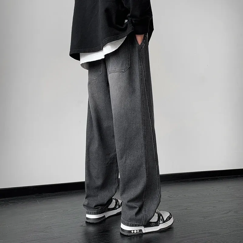 Wiaofellas  -  Men Jeans Wide Leg Denim Pants Loose Straight Men's Jeans Streetwear Skateboard Pants M-3XL Neutral  Hip Hop Casual Trousers