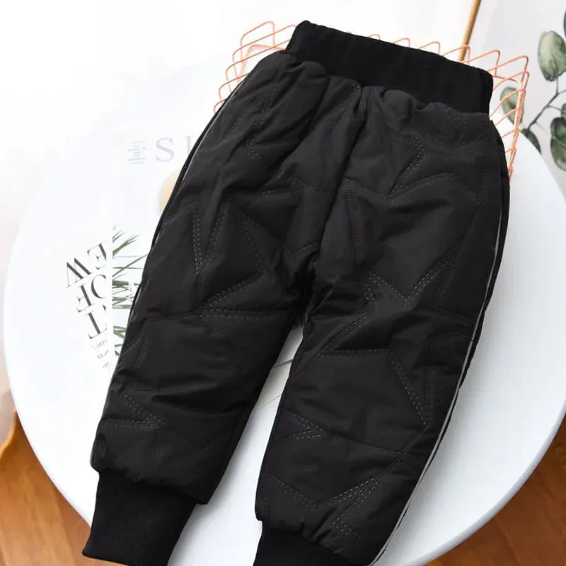 Winter Children Cotton Pants Baby Boy Down Pants Four-layer Fleece Thickening Cotton Children Clothes Boy Girl Trousers 0-6Y