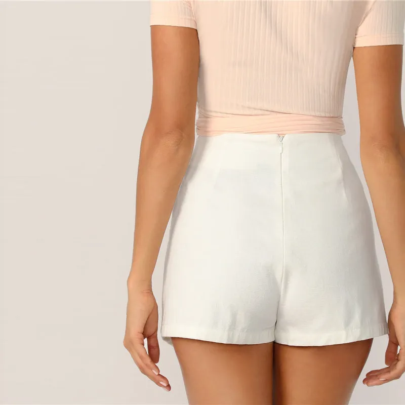 Women's Summer Mid-Waist Skirt Shorts With Zipper