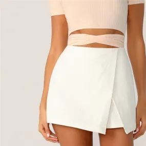 Women's Summer Mid-Waist Skirt Shorts With Zipper