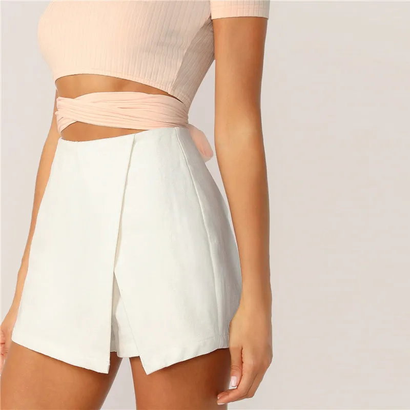 Women's Summer Mid-Waist Skirt Shorts With Zipper