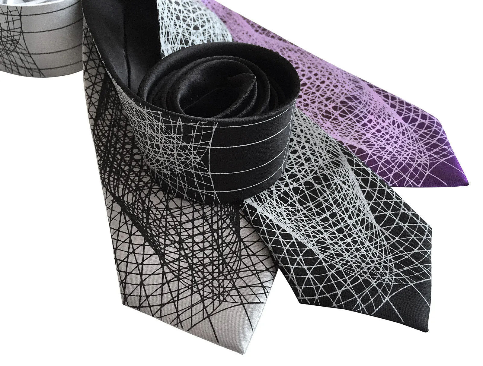 Wormhole Silk Necktie. Geometric Op Art Print Tie