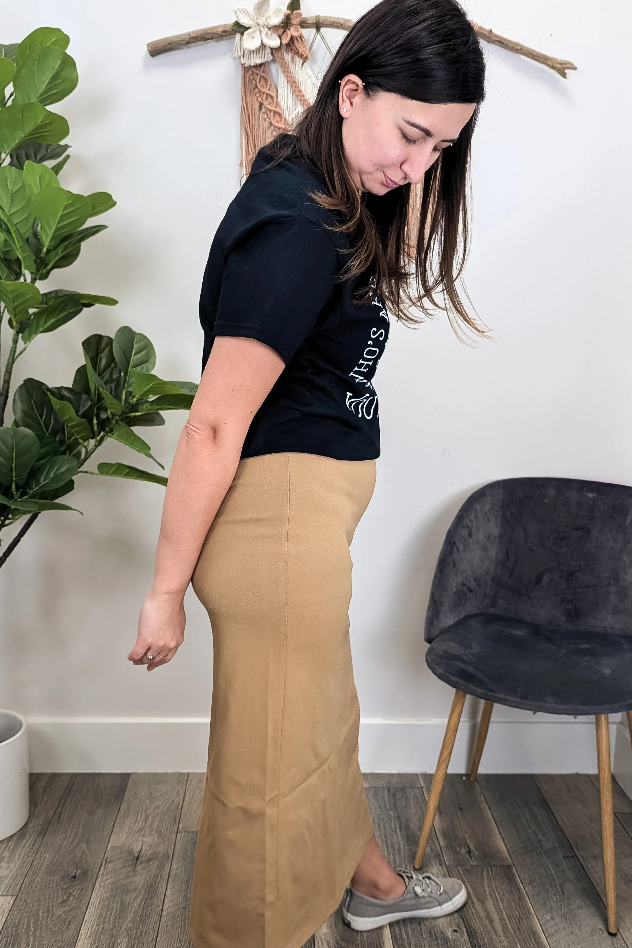 WS Camel High Waist Pencil Skirt