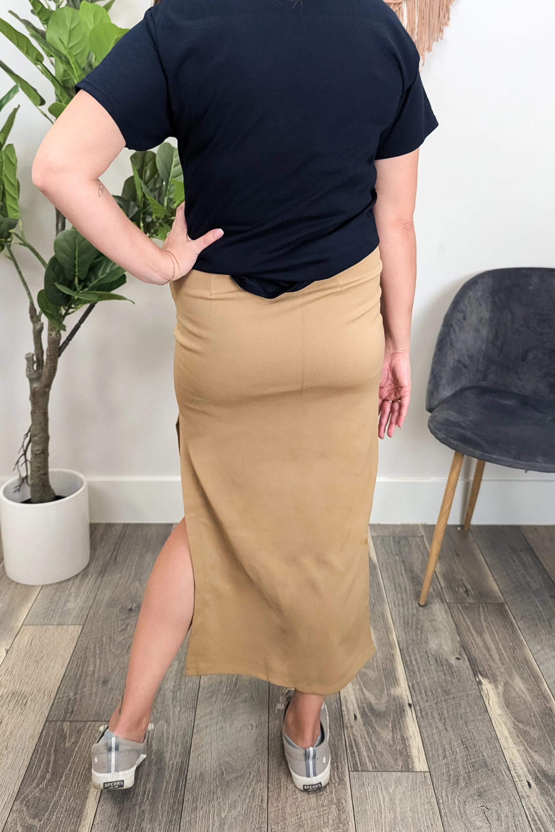 WS Camel High Waist Pencil Skirt